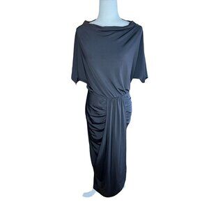 Cameo Women's Black Wrap Maxi Dress Size L Polyester/Spandex Elegant Design